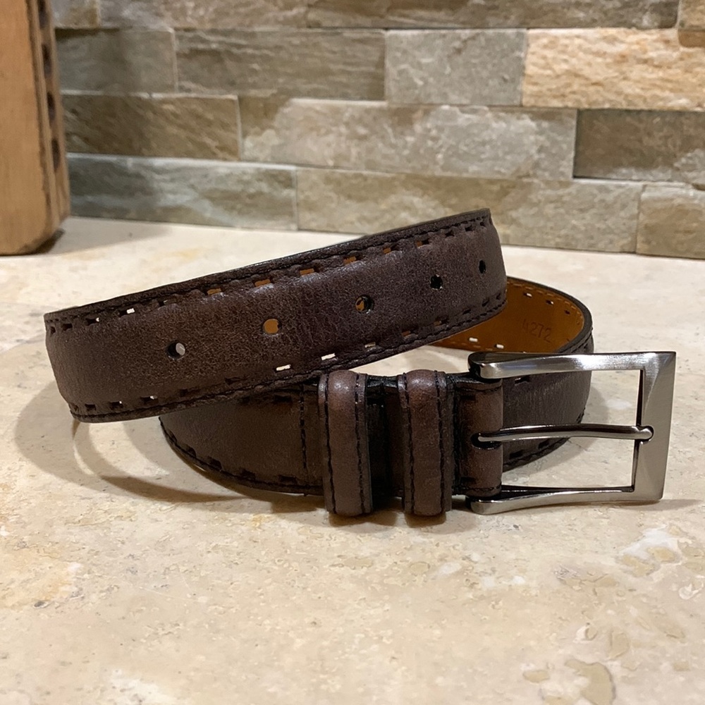 REMO TULLIANI Brown Leather Belt 34